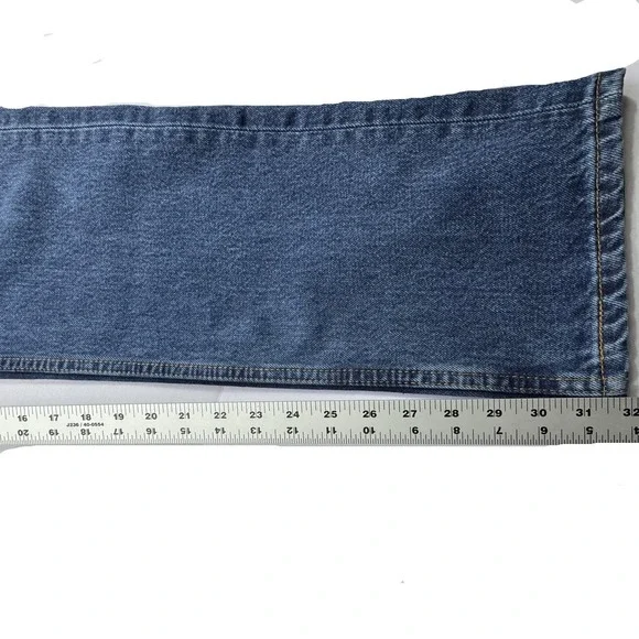 Levis 505 Regular Fit Straight Leg Jeans Mens 32x32 Dark Wash Blue Denim Grunge - Picture 10 of 12